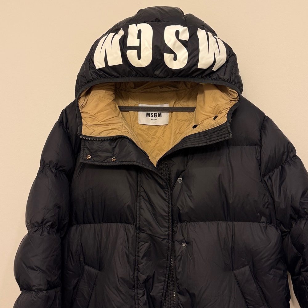 MSGM Black and Tan Puffer Down Jacket for Women
